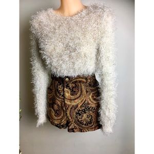 Cropped fuzzy sweater